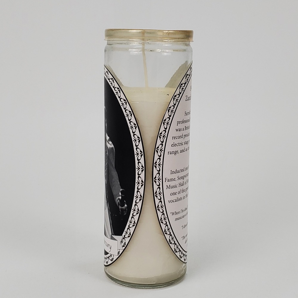Freddie Mercury Queen Rock Legend Prayer Candle 8 Inch Glass Jar White Wax - Picture 2 of 6